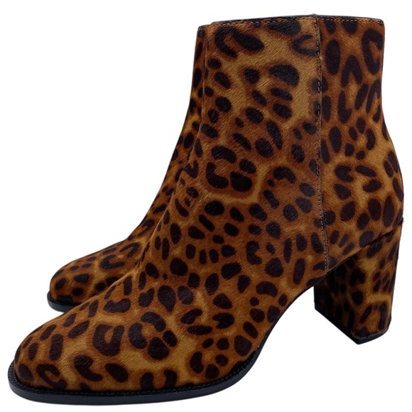 Steve Madden Womens Shoes Jozie Boots Sz 7.5 Leather Fur Heeled Leopard Chic - Picture 11 of 11